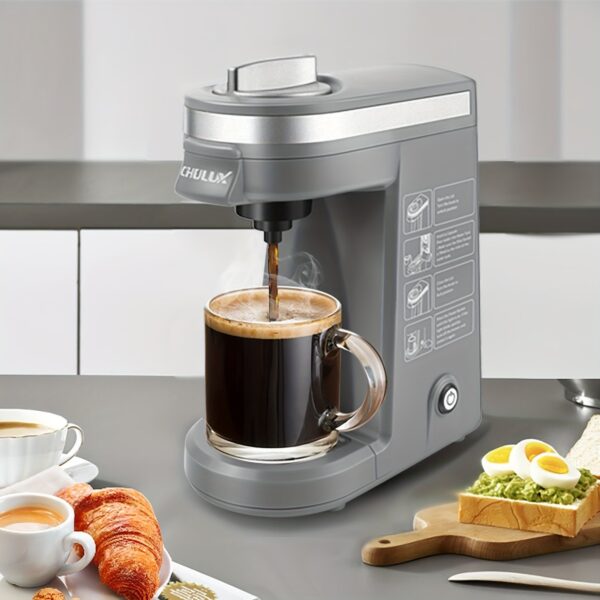 CHULUX Single Serve Coffee Brewer for Pod Capsule with 12 Ounce Built-in Water Tank,800 Watts,Gray - Image 3
