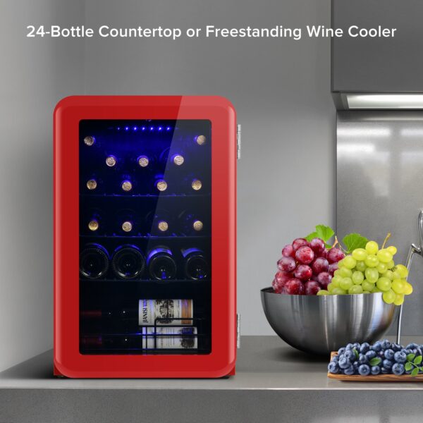 Countertop Wine Cooler with Compressor System and Digital Temperature Control - UV-Protective Finish, Holds 24 Standard Bottles - Image 8