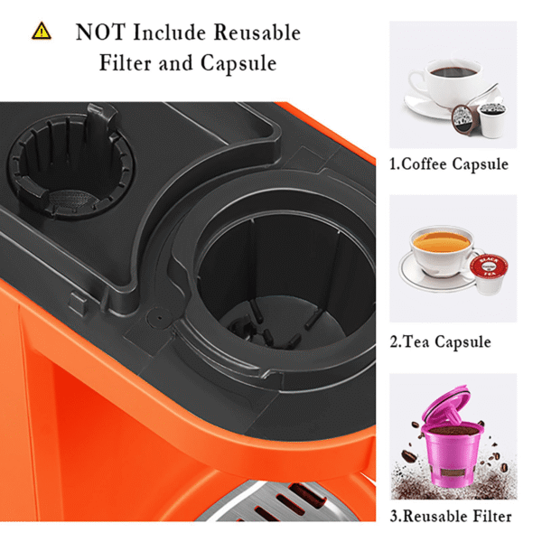 CHULUX Coffee Maker Single-Serve Coffee Machine for Capsule,Orange - Image 3