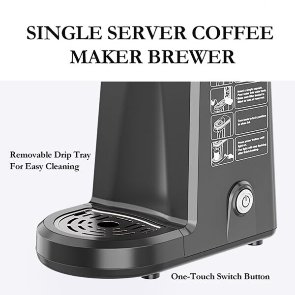 CHULUX Single Serve Coffee Maker Brewer for Single Cup Capsule with 12 Ounce Reservoir,Black - Image 3