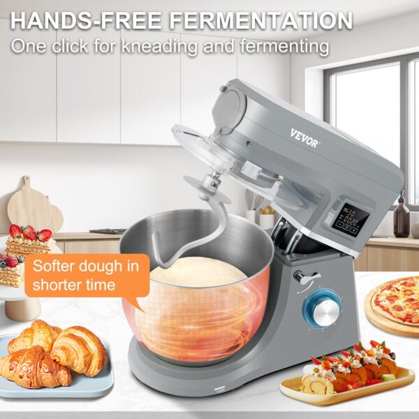 VEVOR 5 IN 1 Stand Mixer; 660W Tilt-Head Multifunctional Electric Mixer with 6 Speeds LCD Screen Timing; 7.4 Qt Stainless Bowl; Dough Hook - Image 4