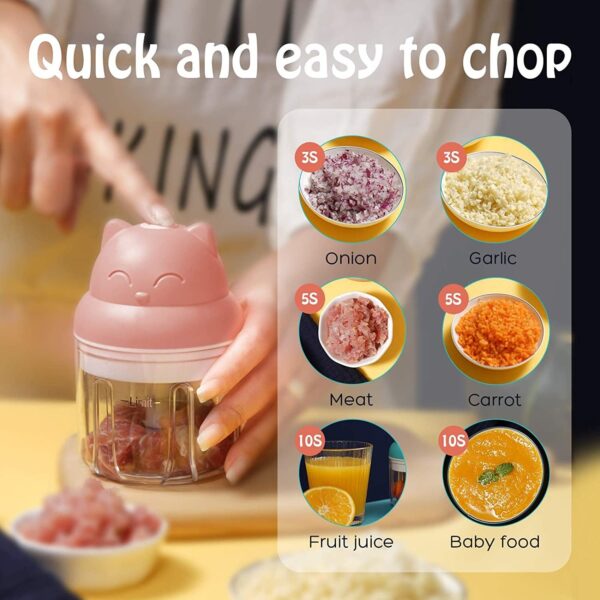 1pc Wireless Electric Mini Pink Garlic Chopper; 250ML Small Food Processor For Chopping Garlic; Ginger; Chili; Minced Meat; Onion; Etc - Image 2
