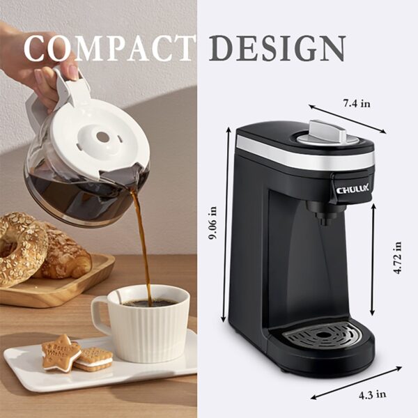 CHULUX Single Serve Coffee Maker Brewer for Single Cup Capsule with 12 Ounce Reservoir,Black - Image 5