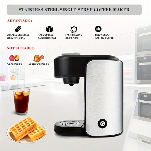 CHULUX Stainless Steel Single Serve Coffee Maker for Capsule,Visiable Gradient Water Reservoir,One Button Operation and Auto Shut Off,1000 Watts - Image 8