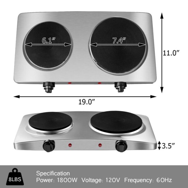 1800W Double Hot Plate Electric Countertop Burner - Image 2