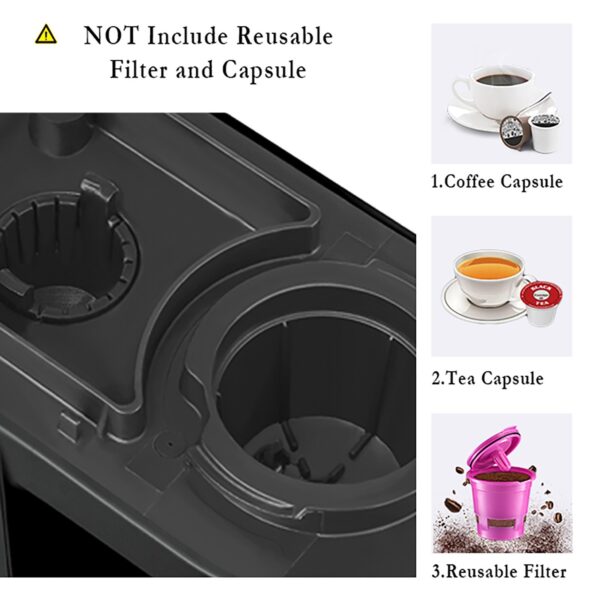 CHULUX Single Serve Coffee Maker Brewer for Single Cup Capsule with 12 Ounce Reservoir,Black - Image 2