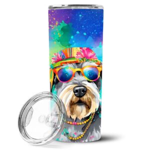Schnauzer Hippie Dawg Stainless Steel Skinny Tumbler Vacuum Double Walled Reusable Insulated Tumbler Travel Cup for Coffee Cocktails Gift with Lid