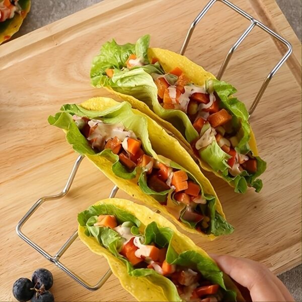1pc Stainless Steel Burrito Pancake Stand; Tacoholder Pancake Stand; W-shaped Taco Stand - Image 5