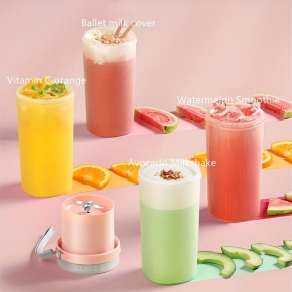 Summer Essentials Portable Juicer Cup Cooking Cup USB Wireless Electric Juicer Cup 300ML6 Knife Head - Image 4