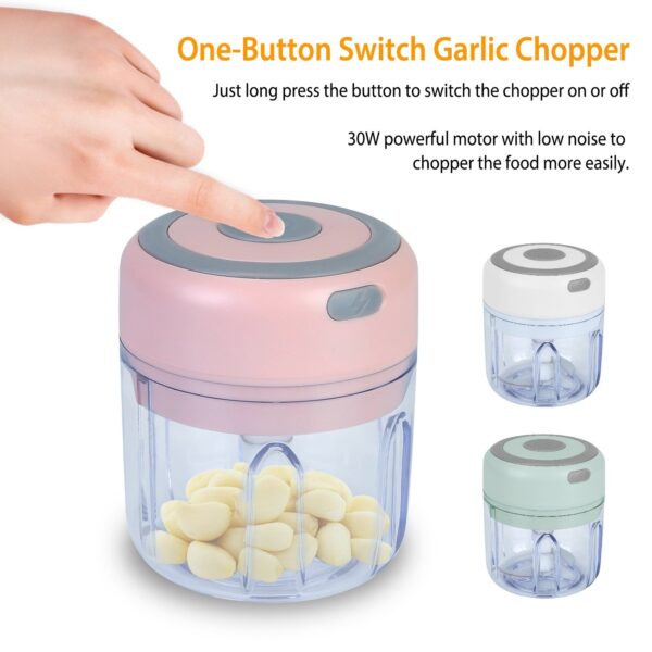 Mini Electric Garlic Chopper 8.45OZ Cordless Garlic Mincer Food Chopper - Image 19
