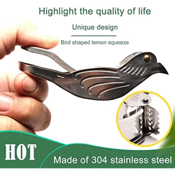 Manual Lemon Juicer Stainless Steel Lemon Squeezer Bird Shape Lemon Juicer Portable Hand Fruit Press for Citrus Orange Lime Pomegranate - Image 6