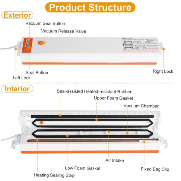 Electric Vacuum Sealer Machine Household Automatic Food Vacuum Sealer Quick Sealing System Machine - Image 7