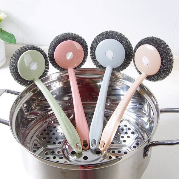 Cleaning Brushes Kitchen Stainless Steel Wire Ball Dishwashing Brush Pans Brush to oil stainsHousehold Cleaning Tools - Image 7