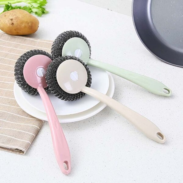 Cleaning Brushes Kitchen Stainless Steel Wire Ball Dishwashing Brush Pans Brush to oil stainsHousehold Cleaning Tools - Image 6