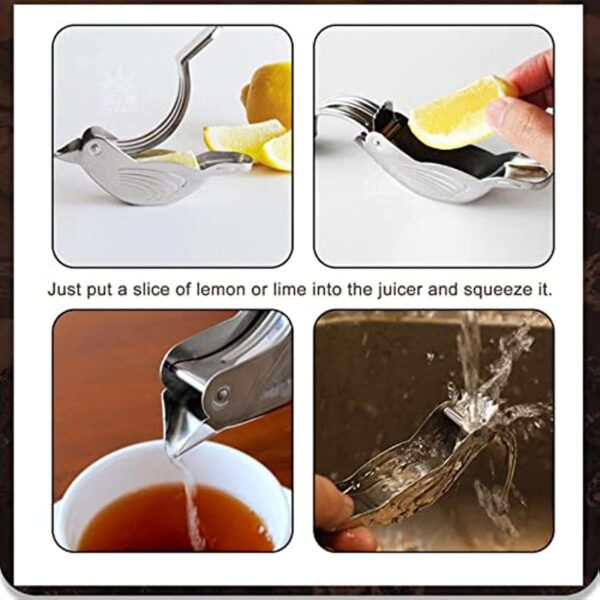 Manual Lemon Juicer Stainless Steel Lemon Squeezer Bird Shape Lemon Juicer Portable Hand Fruit Press for Citrus Orange Lime Pomegranate - Image 3
