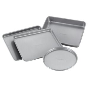 Bakeware 4 Pcs Nonstick Toaster Oven Pan Set, Dishwasher Safe and Oven Safe to 450°F, Gray