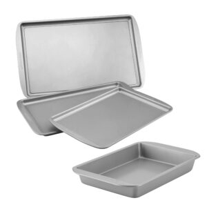 Nonstick Bakeware Cookie Pan and Cake Pan Set, 4-Piece, Gray