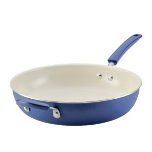 12.5 Inch Ceramic Nonstick Frying Pan / Skillet with Helper Handle, Dishwasher Safe, Blue
