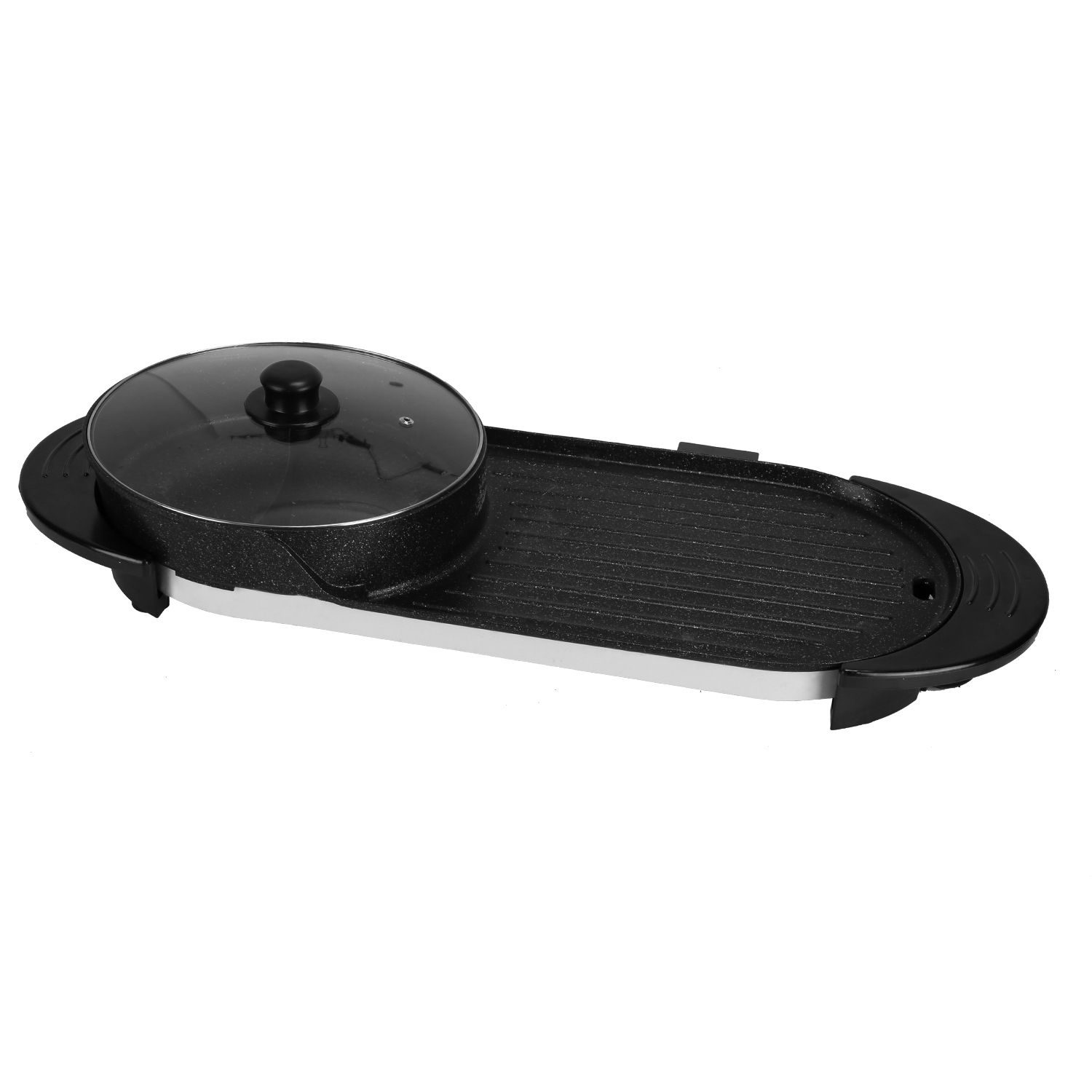 2 in 1 Electric Hot Pot with BBQ Grill Cooker 2200W Smokeless Non-Stick Korean BBQ Grill Shabu Hot Pot with Independent Temperature Control 5 Gears Firepower For 2-10 People - Image 11