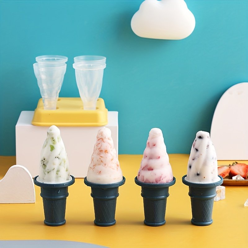 4pcs Ice Cream Molds Shapes; Frozen Ice Popsicle Maker - Image 3