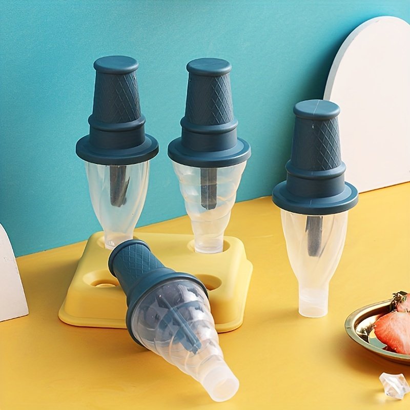4pcs Ice Cream Molds Shapes; Frozen Ice Popsicle Maker - Image 6