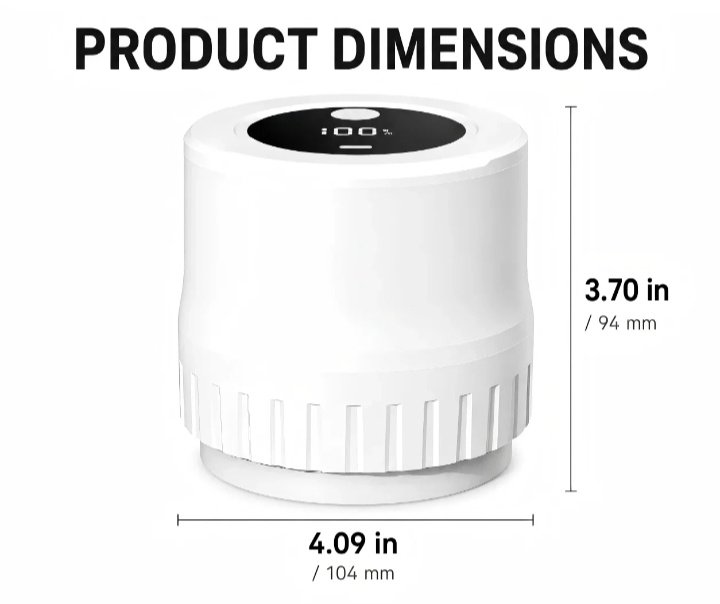 Portable Electric Vacuum Sealer Powerful Air Extraction LED Power Display USB Charging Compatible with Wide-mouth/Regular-mouth Mason Jars - Image 3