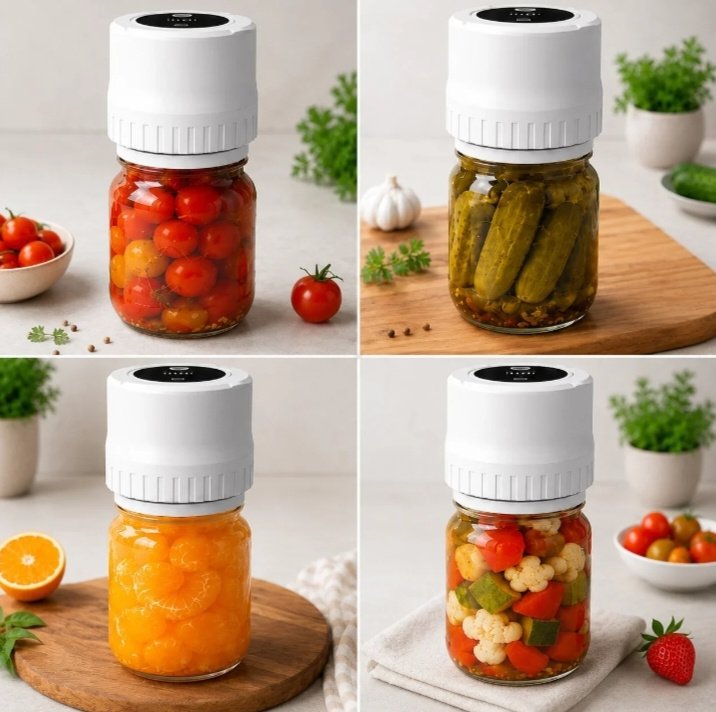 Portable Electric Vacuum Sealer Powerful Air Extraction LED Power Display USB Charging Compatible with Wide-mouth/Regular-mouth Mason Jars - Image 7