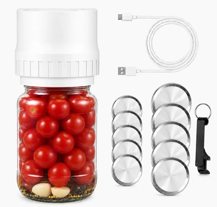 Portable Electric Vacuum Sealer Powerful Air Extraction LED Power Display USB Charging Compatible with Wide-mouth/Regular-mouth Mason Jars - Image 10