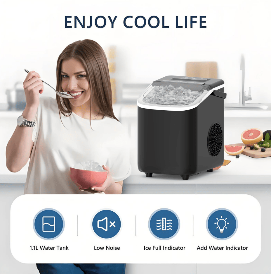 PSZ6Y10 Home Ice Maker-Outdoor Camping Ice Production 12kg/day bullet ice maker-PVC BPA-free, quick ice production. Coffee ice cubes, car fridge compatible. Alcohol ice maker with a - Image 9