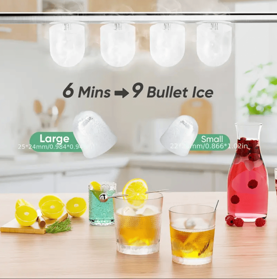 PSZ6Y10 Home Ice Maker-Outdoor Camping Ice Production 12kg/day bullet ice maker-PVC BPA-free, quick ice production. Coffee ice cubes, car fridge compatible. Alcohol ice maker with a - Image 10