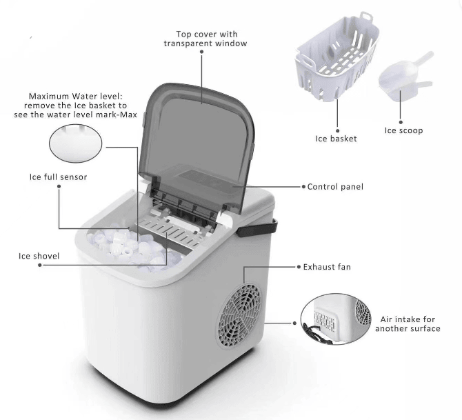 PSZ6Y10 Home Ice Maker-Outdoor Camping Ice Production 12kg/day bullet ice maker-PVC BPA-free, quick ice production. Coffee ice cubes, car fridge compatible. Alcohol ice maker with a - Image 26