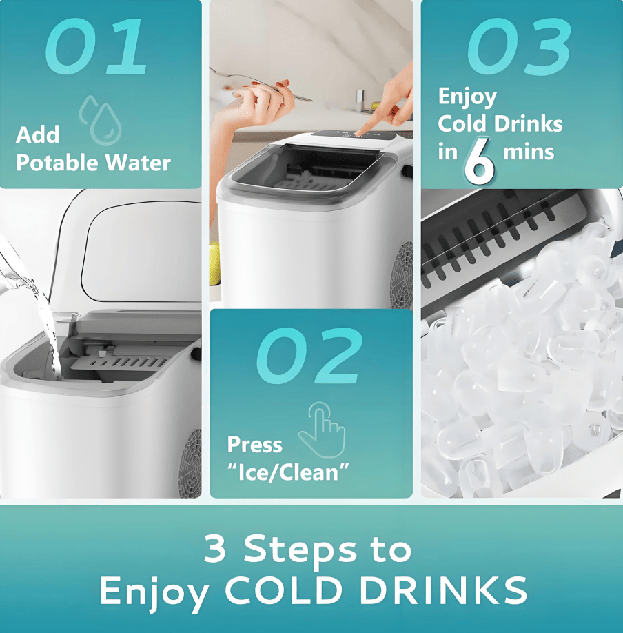 PSZ6Y10 Home Ice Maker-Outdoor Camping Ice Production 12kg/day bullet ice maker-PVC BPA-free, quick ice production. Coffee ice cubes, car fridge compatible. Alcohol ice maker with a - Image 37